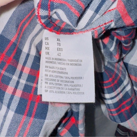 Men's American Eagle AE Long Sleeve Plaid Classic Fit Button Up Flannel Shirt XL - Picture 6 of 7